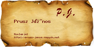 Prusz János névjegykártya